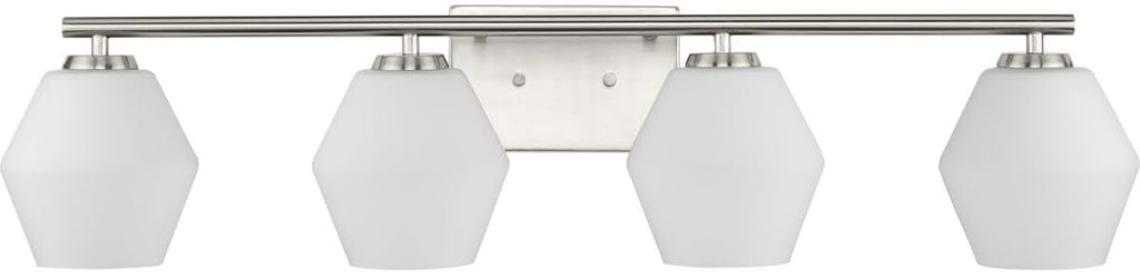 Progress Lighting P300433-009 Copeland Collection 33 in. Four-Light Brushed Nickel Vanity Light with Etched Opal Glass Shades