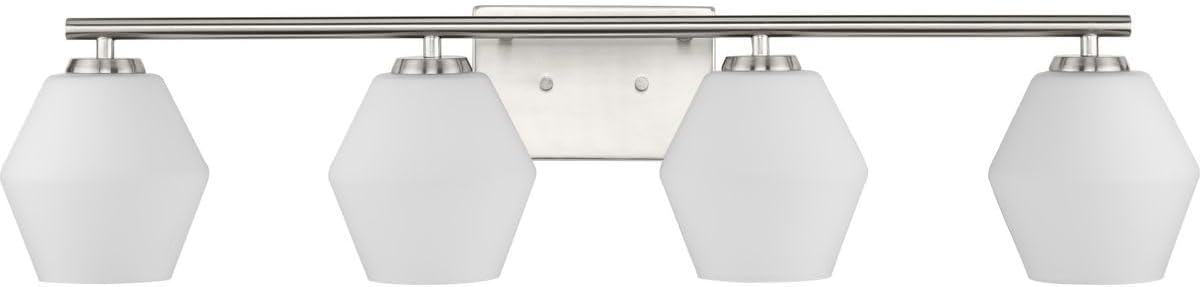 Progress Lighting P300433-009 Copeland Collection 33 in. Four-Light Brushed Nickel Vanity Light with Etched Opal Glass Shades