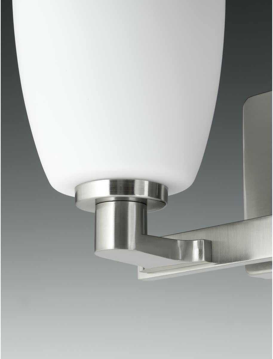 Progress Lighting 4 Light Bathroom Vanity Light, Coastal Style Modern Bath Lighting Fixture with Etched White Glass Shade for Over the Mirror, Reversible Mounting, Fleet Collection, Polished Chrome