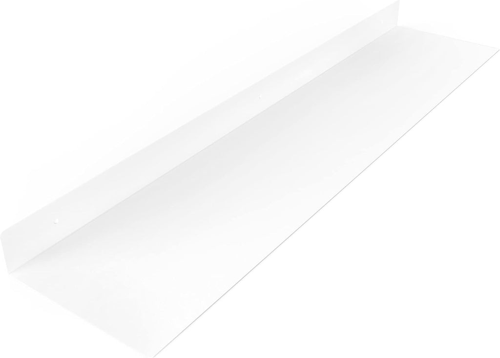 Linear Floating Shelf - Forged Raw Steel - Industrial Heavy Duty Metal Wall Mounted Modern Rustic Shelf - Made in THE USA (36-inch x 8-inch White)