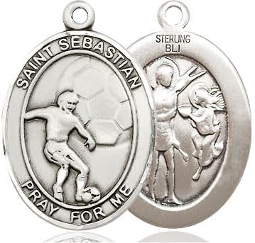 Sterling Silver St Sebastian Soccer Medal.