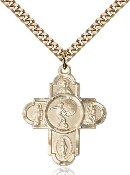 14kt Gold Filled 5-Way Soccer Medal.