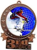 Express Medals 1 to 50 Packs - 3' Snow Ski 3rd Place Bronze Medal with Neck Ribbon Award XMD