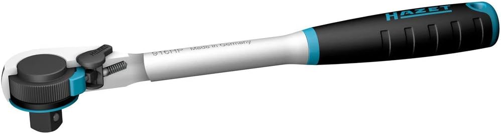HAZET Hiper Fine-Tooth Reversible Ratchet 916HP I 0.49 Inches (1/2 Inch) Square Drive, Small Operating Angle (4 Degrees), Extremely Resilient: 737 Ft-Lbs