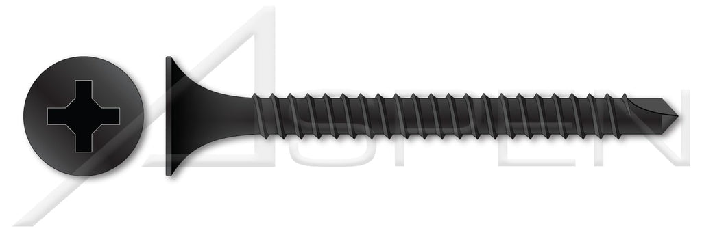 (2000 pcs) #8 X 1-5/8', Drywall Screws, Self-Drilling Point, Bugle Phillips Drive, Fine Thread, Steel, Black Phosphate