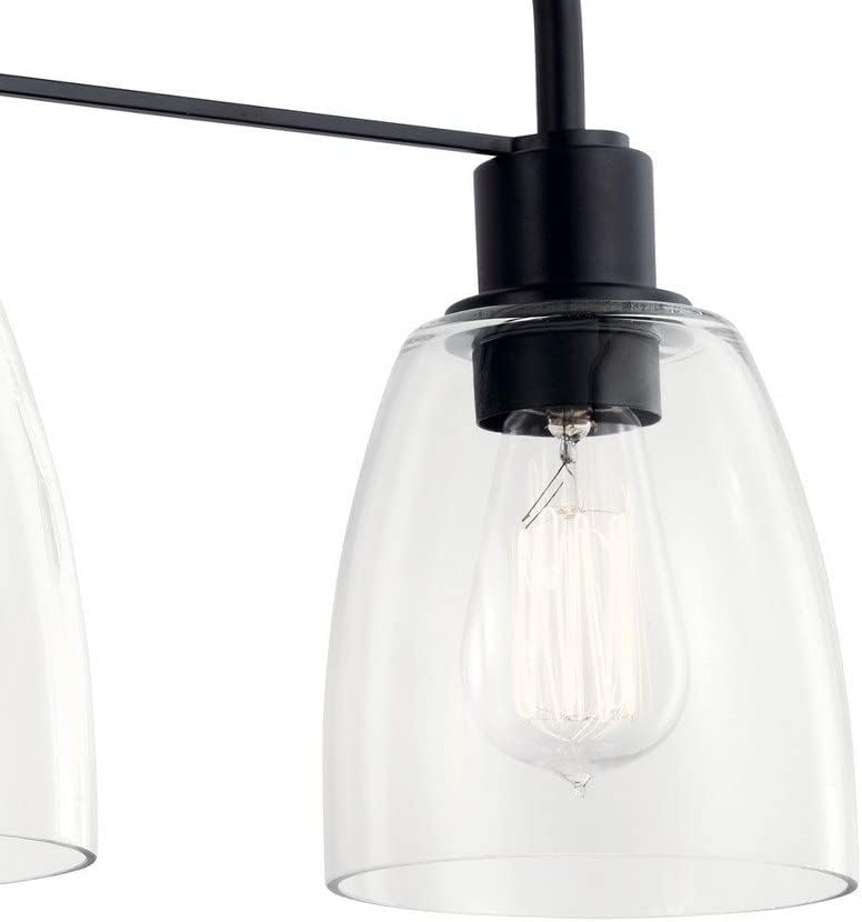 Kichler Meller 24.25' 3-Light Bathroom Vanity Light Fixture with Clear Glass Shades in Brushed Nickel, Industrial Modern Style Over Mirror (24.25' x 11.25' x 7'), 55102NI