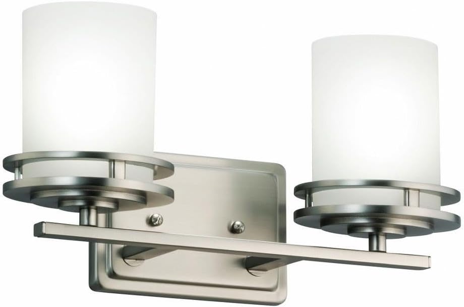 Kichler Hendrik 14.5' 2 Light Vanity Light with Satin Etched Cased Opal Glass Brushed Nickel