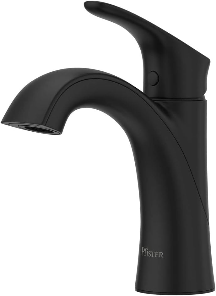 Pfister Weller Bathroom Sink Faucet, Single Handle, Single Hole or 3-Hole, Matte Black Finish, LG42WR0B