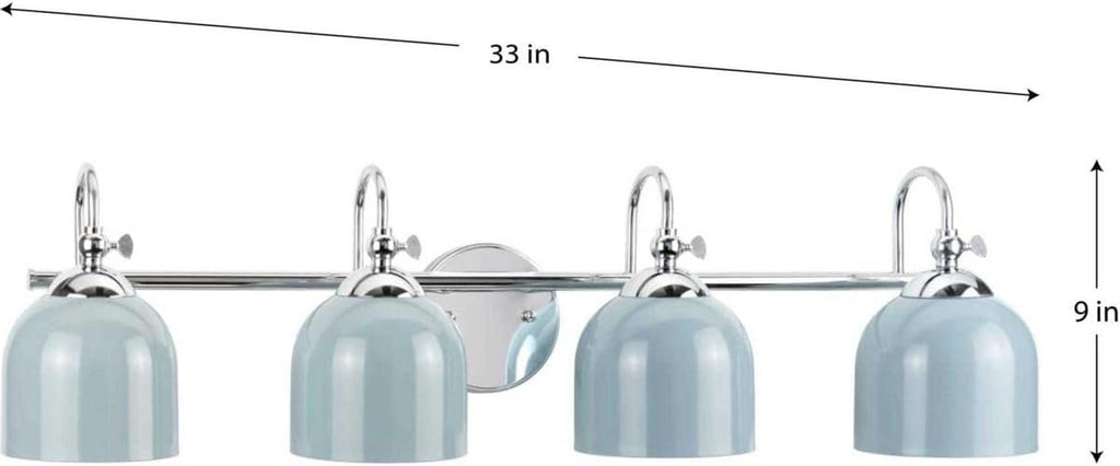 Progress Lighting Dalton Collection 33 in. 4-Light Polished Chrome Coastal Blue Vanity Light