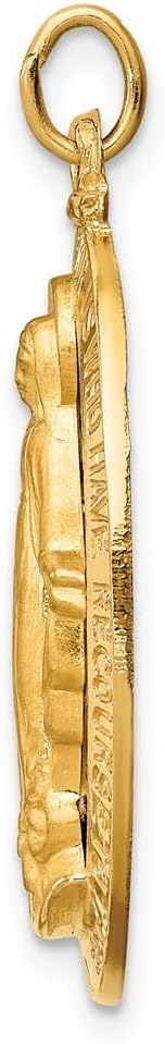 Diamond2Deal 14k Yellow Gold Satin Large 3-D Oval Miraculous Medal Pendant (L- 32 mm W- 18 mm)