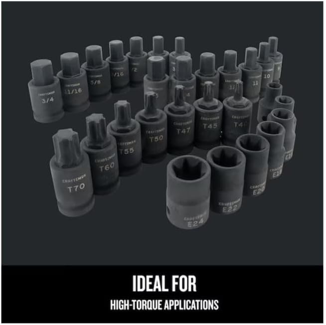 CRAFTSMEN 28 -Piece Standard (SAE) and Metric 1/2-in Drive Set 6-point Impact Socket Set