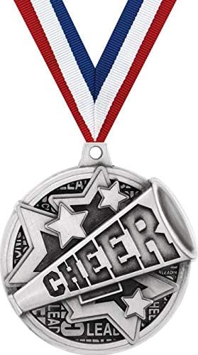 Crown Awards Cheer Medals - 2' Kudos Cheerleading Megaphone Award Medals Silver Prime