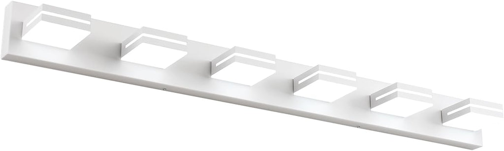 SineRise LED Modern Bathroom Vanity Light Fixtures (6-Light, 48-Inch, Dimmable), Matte White Modern Acrylic Bathroom Wall Lighting Fixtures Over Mirror (Cool White 6000K)