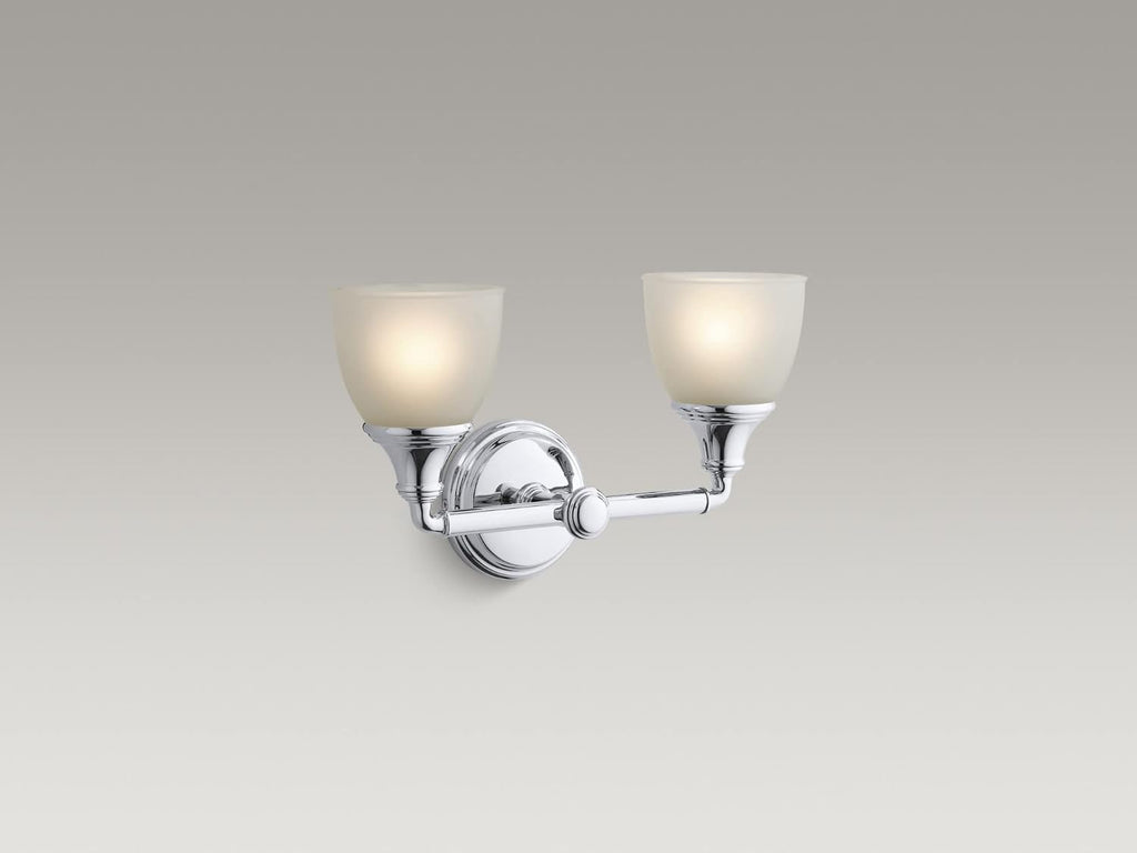 Kohler Devonshire Bathroom Vanity Light Fixture, Wall Sconce Lighting, Position Facing Up or Down, UL Listed, 2 Light, Polished Chrome