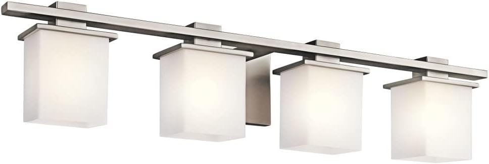 Kichler Tully 32' 4 Light Vanity Light with Satin Etched Cased Opal Glass Antique Pewter