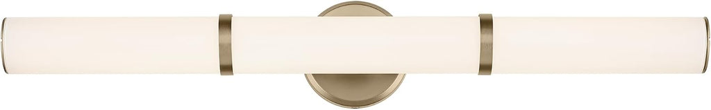 Kichler Rosh 32' LED Bathroom Vanity Light Fixture with White Glass, Large Modern Minimalist Bath Bar in Champagne Bronze for Mirror Lighting (32' W x 5' H), 55189CPZLED