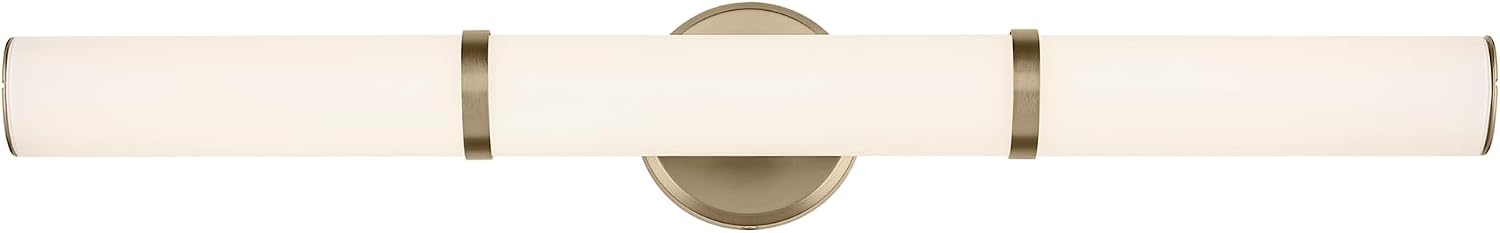 Kichler Rosh 32' LED Bathroom Vanity Light Fixture with White Glass, Large Modern Minimalist Bath Bar in Champagne Bronze for Mirror Lighting (32' W x 5' H), 55189CPZLED