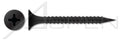 (4000 pcs) #8 X 1-1/4', Drywall Screws, Bugle Phillips Drive, Fine Thread, Steel, Black Phosphate
