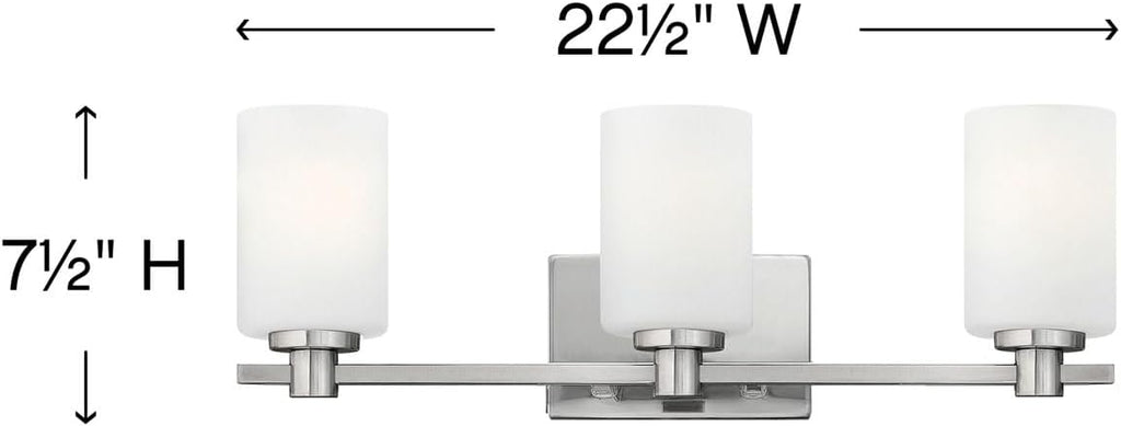 Hinkley Karlie Transitional Three Light Bathroom Vanity Fixture, Brushed Nickel