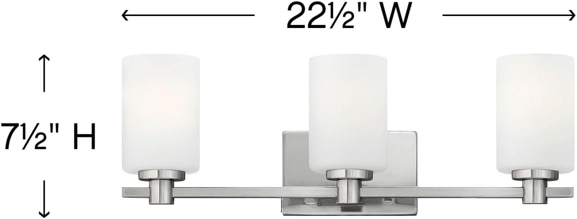Hinkley Karlie Transitional Three Light Bathroom Vanity Fixture, Brushed Nickel