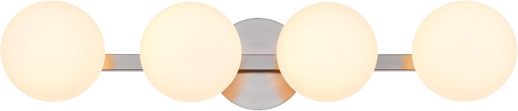 Bathroom Vanity Light Fixtures, Modern 4 Lights Globe Wall Sconce Lighting Brushed Nickel, Porch Wall Mount Light Fixture for Bathroom, Mirror Cabinets Hallway Stairs
