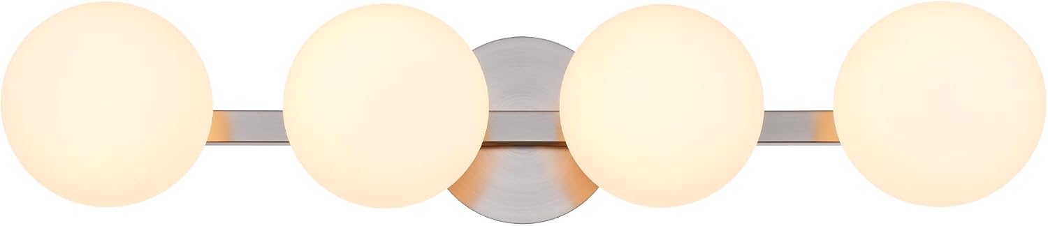 Bathroom Vanity Light Fixtures, Modern 4 Lights Globe Wall Sconce Lighting Brushed Nickel, Porch Wall Mount Light Fixture for Bathroom, Mirror Cabinets Hallway Stairs