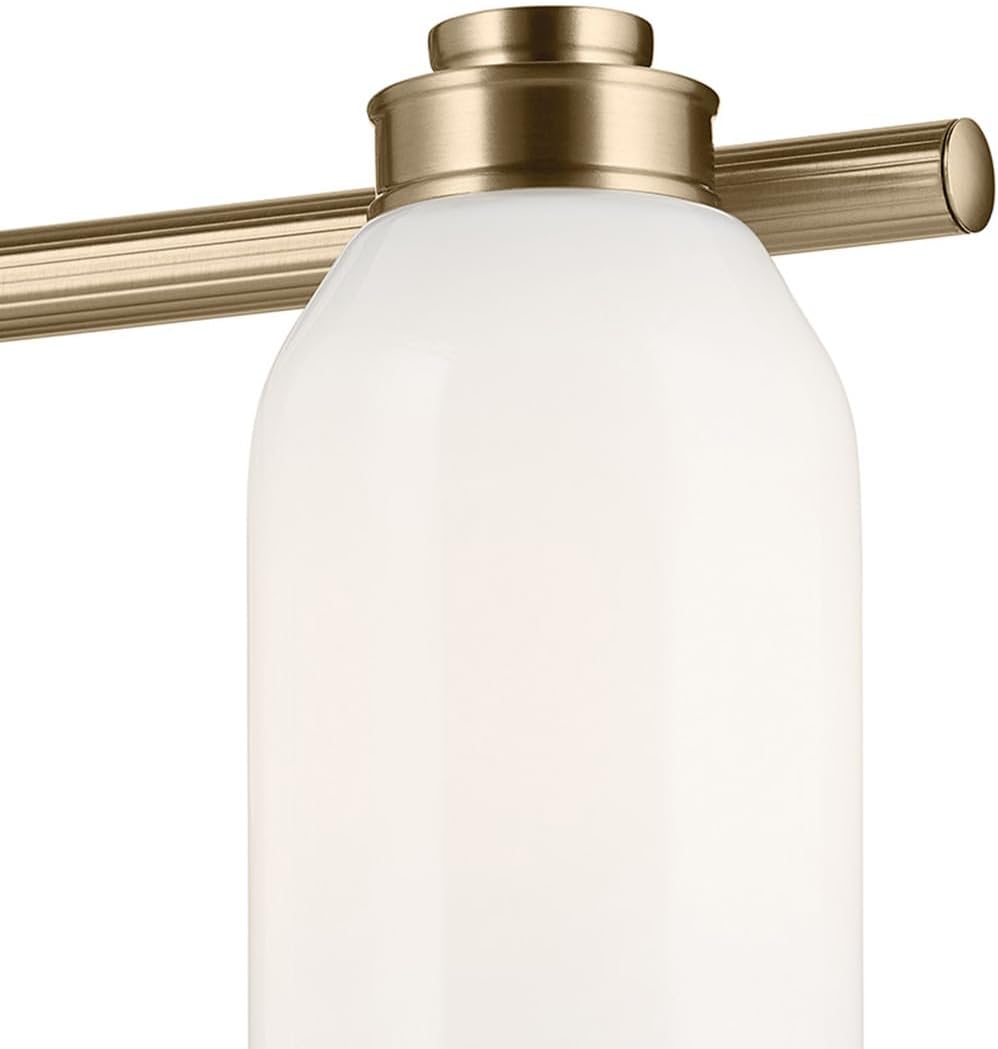 Kichler Shae 32.25' 4-Light Bathroom Vanity Light Fixture with White Opal Glass Shade in Champagne Bronze for Mirror Lighting Over Vanity and Powder Room (32.25' W x 9' H), 55203CPZ
