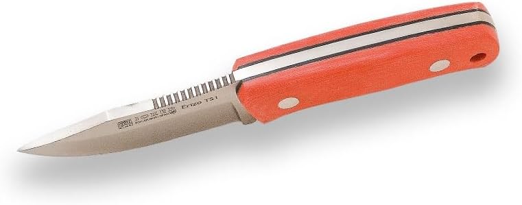 Joker 'Erizo TS1 CN81-F Skinning Knife, 2.95-inch Blade, Orange Canvas Micarta Handle, Black Kydex Sheath with Firestarter, Fishing, Hunting, Camping, and Hiking Tool.