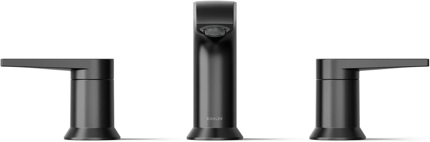 Kohler K-37893-4-BL Hint® Widespread Bathroom Sink Faucet, Bathroom Faucets, 1.2 GPM, Matte Black