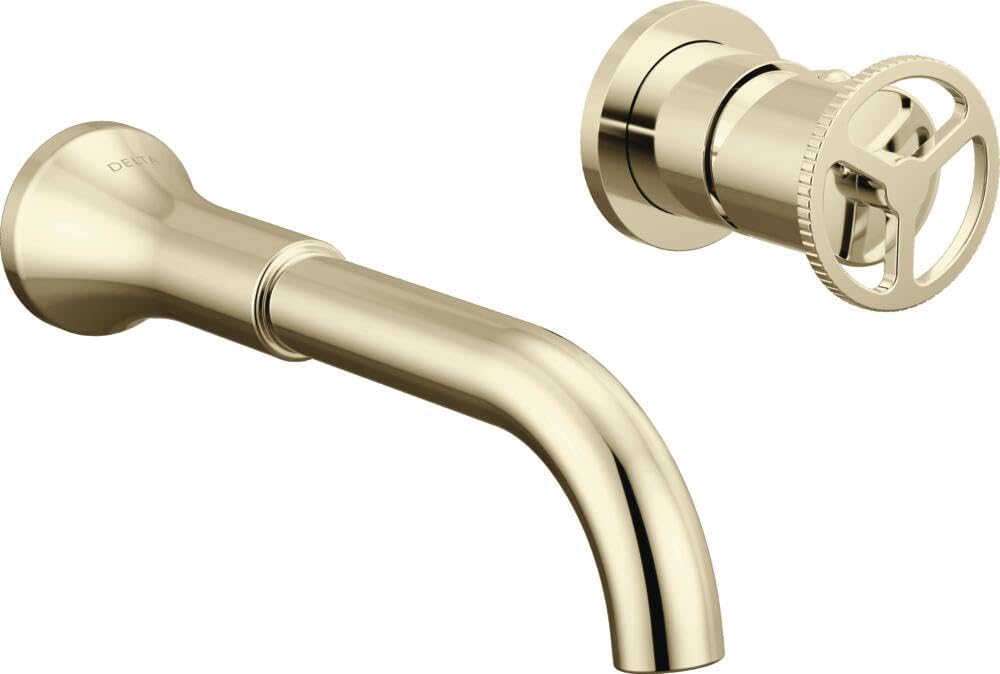 Delta Trinsic Wall Mount Bathroom Faucet 2 Hole, Polished Nickel Bathroom Sink Faucet for Vanity, Polished Nickel T3558LF-PNWL (Valve Not Included)