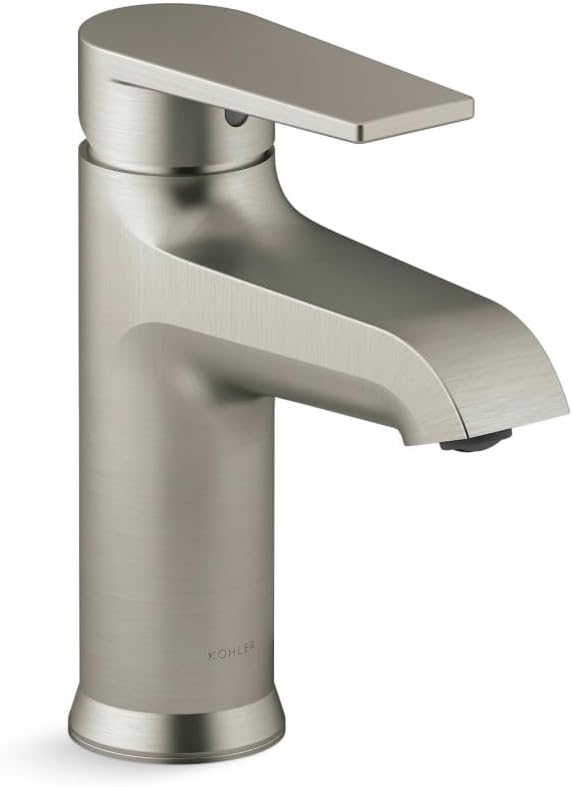 KOHLER K-37891-4-BN Hint® Single-Handle Bathroom Sink Faucet, Single Lever Handle Bathroom Faucets, 1.2 GPM, Vibrant Brushed Nickel