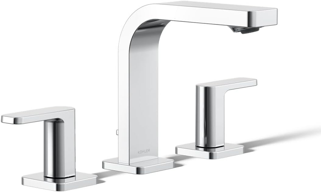 Kohler K-23484-4N-CP Parallel Widespread Bathroom Sink Faucet, .5 GPM, Lever Handles, Polished Chrome