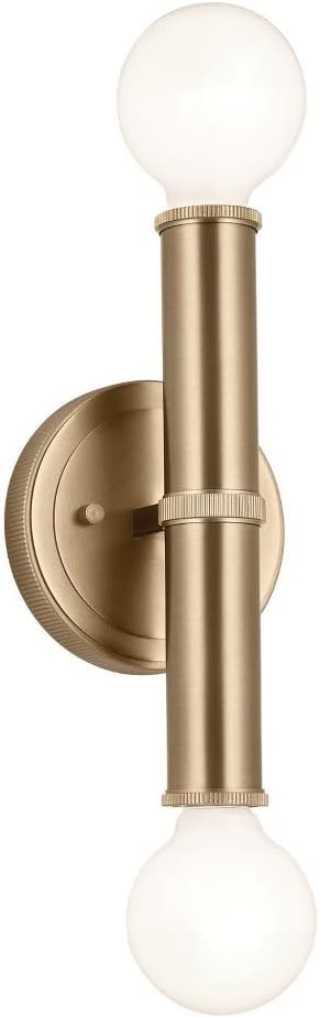 Kichler Torche 2-Light Wall Sconce, Modern Light in Champagne Bronze, Damp Rated, Mount Horizontally or Vertically, for Entryway, Fireplace, Bed, Vanity, Hallway (9.75' x 5'), 55159CPZ