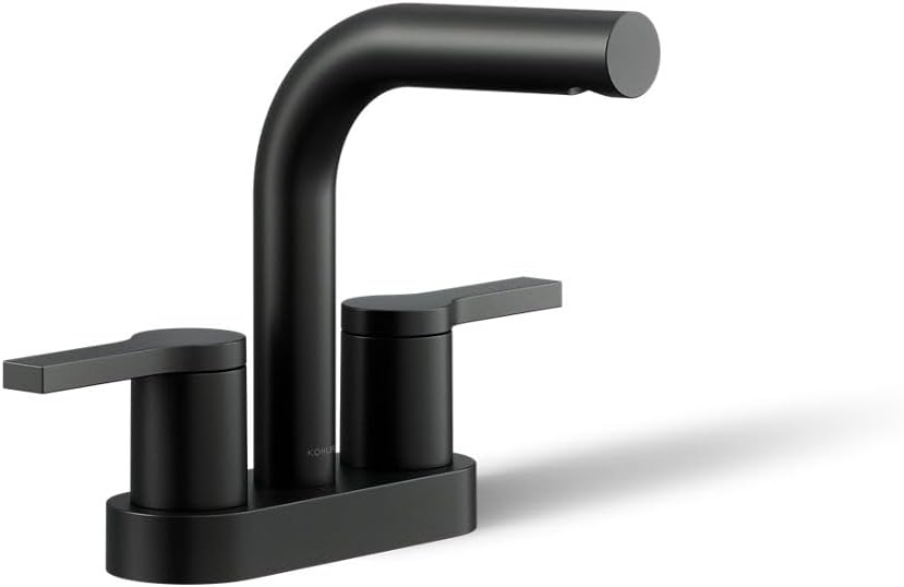 KOHLER K-33591-4-BL Elate® Centerset Bathroom Sink Faucet, Bathroom Faucets, 1.2 GPM, Matte Black
