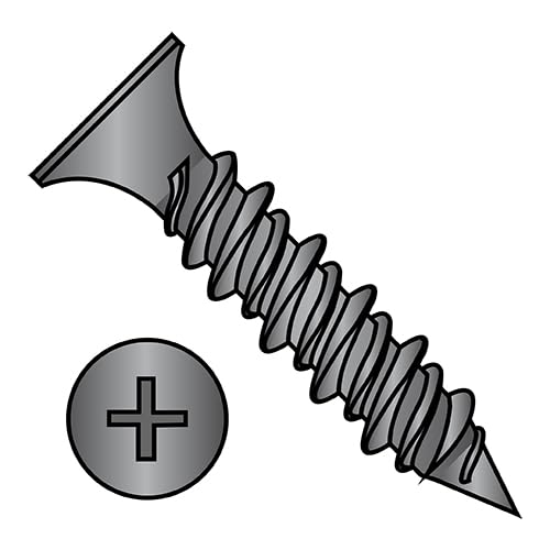 Generic 8X1 1/2 Phillips Bugle Head Hi Low Drywall Screw Black Phosphate - ECS-0824HPG