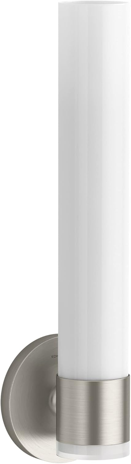 KOHLER Artifacts Bathroom Vanity Light Fixture, Single Wall Sconce Lighting, Frosted Glass Shade, UL Listed, 1 Light, Brushed Nickel