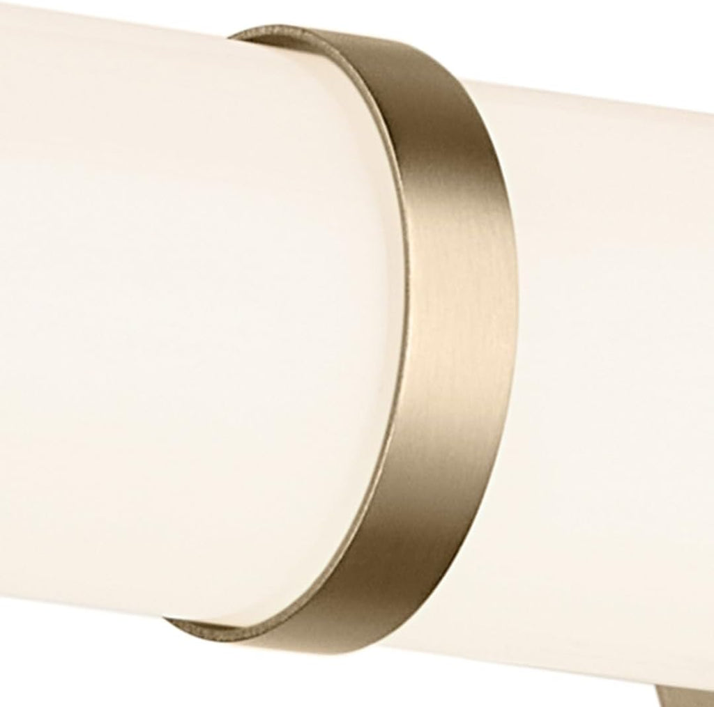 Kichler Rosh 32' LED Bathroom Vanity Light Fixture with White Glass, Large Modern Minimalist Bath Bar in Champagne Bronze for Mirror Lighting (32' W x 5' H), 55189CPZLED