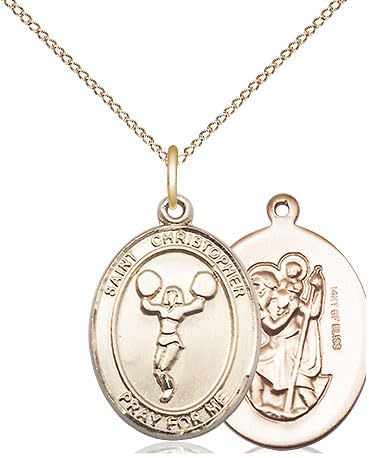 14kt Gold Filled St. Christopher Cheerleading Medal.