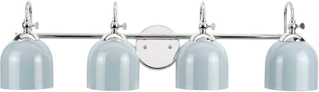 Progress Lighting Dalton Collection 33 in. 4-Light Polished Chrome Coastal Blue Vanity Light