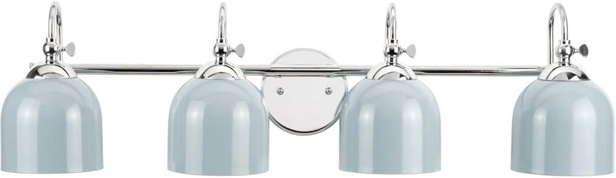Progress Lighting Dalton Collection 33 in. 4-Light Polished Chrome Coastal Blue Vanity Light
