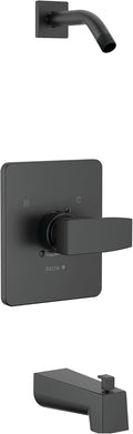 DELTA FAUCET Modern Matte Black Tub Shower Faucet Set, Shower Trim Kit, Shower Fixtures, Bathtub Faucet Set, Matte Black T14467-BLLHD-PP (Shower-head and Valve Not Included)
