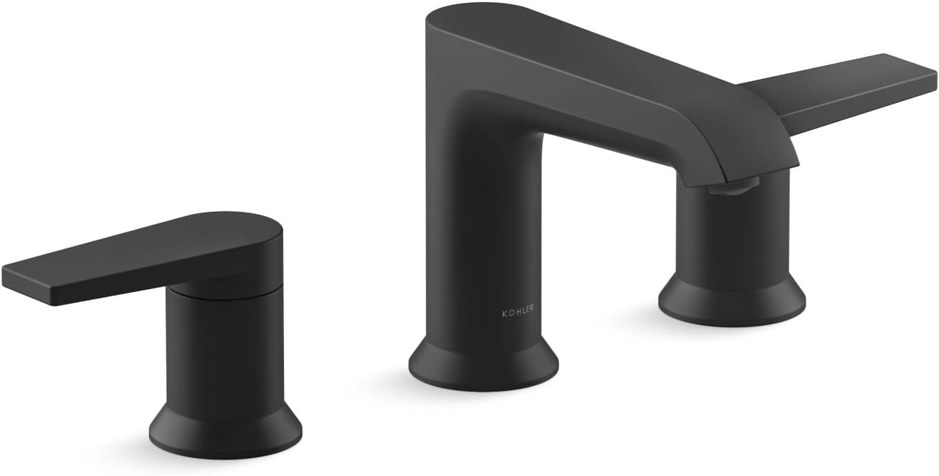 Kohler K-37893-4-BL Hint® Widespread Bathroom Sink Faucet, Bathroom Faucets, 1.2 GPM, Matte Black