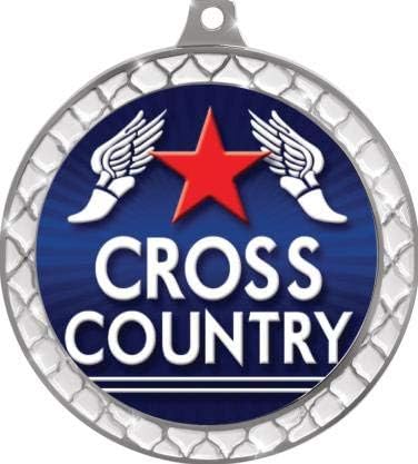 Cross Country White Trellis Medal Silver, 2.5' Running Prizes, Kids Running Trophy Medal Awards Prime