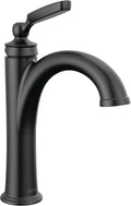 Delta Woodhurst Matte Black Bathroom Faucet 1 Hole, Single Hole Bathroom Sink Faucet for Vanity, Metal Push-Pop Drain Assembly, Matte Black 532-BLMPU-DST