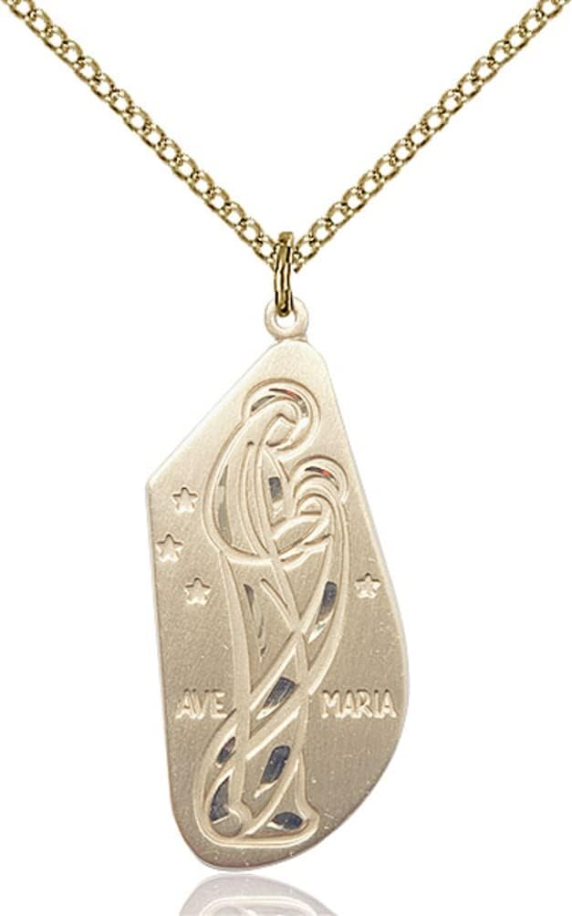 Bonyak Jewelry 14k Yellow Gold-Filled Ave Maria Pendant, Size 1 1/4 x 1/2 inches - Catholic Inspirations