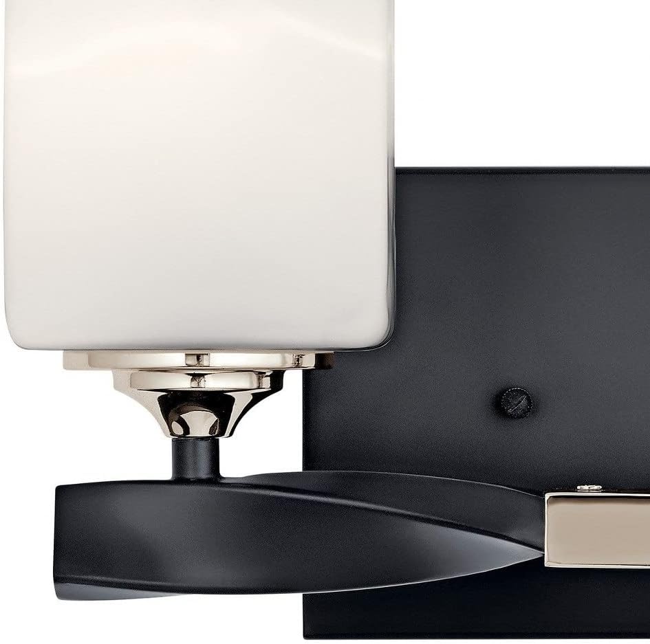 Kichler Marette 13.5 inch 2 Light Vanity Light with Satin Etched Cased Opal Glass in a Rich Champagne Bronze, for Bathroom and Powder Rooms, (13.5' W x 8' H), 55001CPZ