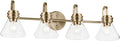 Kichler Farum 34' 4-Light Bathroom Vanity Light Fixture with Clear Glass in Champagne Bronze for Single or Double Vanity, Modern Lighting Fixture (34' x 9.5' x 9.5'), 55156CPZCLR
