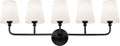 Bathroom Light Fixtures, 5 Light Matte Black Vanity Lights with Flared White Fabric Shade, 35 Inch Wall Sconce, Modern Sconces Wall Lighting for Hallway Bedroom, VL837-MB-5