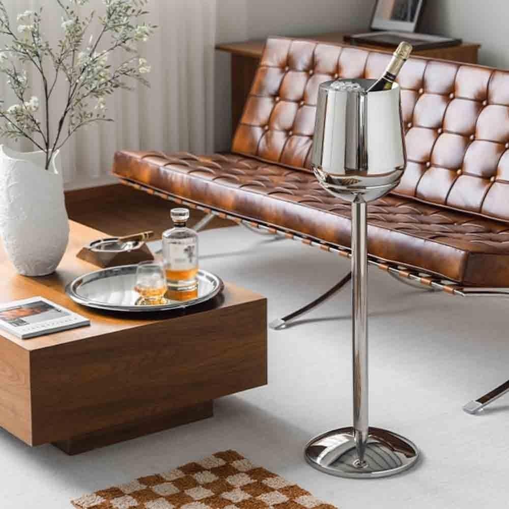 Ice Bucket Creative Vertical Floor Standing Ice Bucket Light Luxury Champagne Bucket Chill Bucket Stand Stainless Steel Ice Bucket Beverage Tub