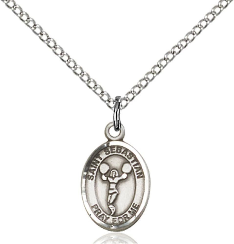 Bonyak Jewelry St. Sebastian - Cheerleading Hand-Crafted Oval Medal Pendant in Sterling Silver